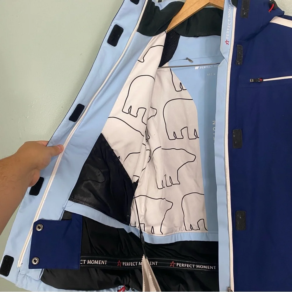 Perfect Moment Qanuk Ski Snow Jacket Blue Star Graphic Size 12 Youth‎ Kids